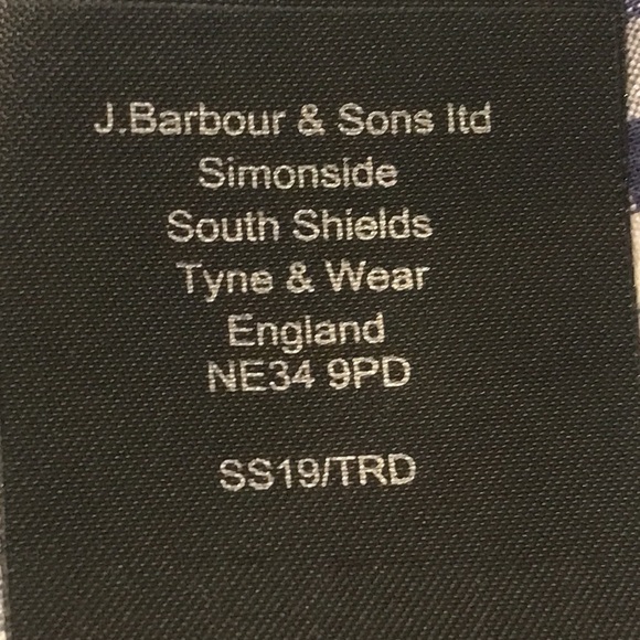 Barbour Tailored Fit Shirt Mens Large Blue Plaid Blue Seersucker Casual Pockets - Picture 5 of 9